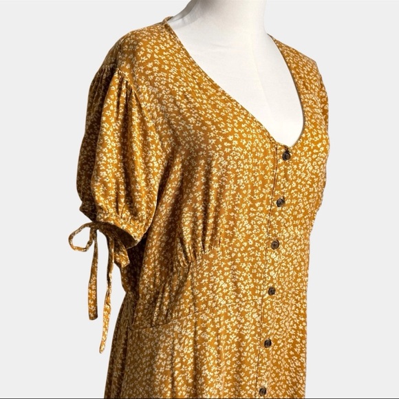 Universal Thread XXL Mustard Floral Midi Dress Cottagecore Boho Prairie - Picture 5 of 16